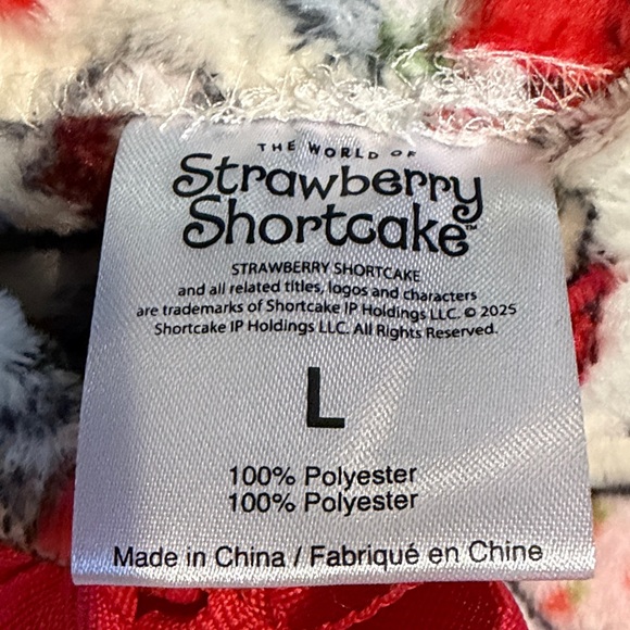 Strawberry Shortcake  Fleece Sleep Shorts with Faux Red Bow - Picture 3 of 6